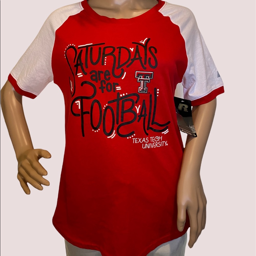 Russell Texas Tech University T-Shirt "Saturdays are for Football" Sz Medium NWT